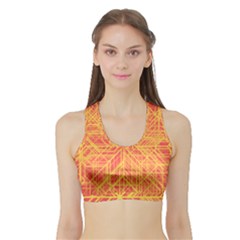 Orange/yellow Line Pattern Sports Bra With Border