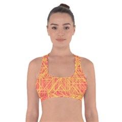 Orange/yellow Line Pattern Cross Back Sports Bra