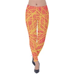 Orange/yellow Line Pattern Velvet Leggings