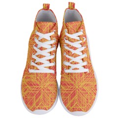 Orange/yellow Line Pattern Men s Lightweight High Top Sneakers by LyleHatchDesign