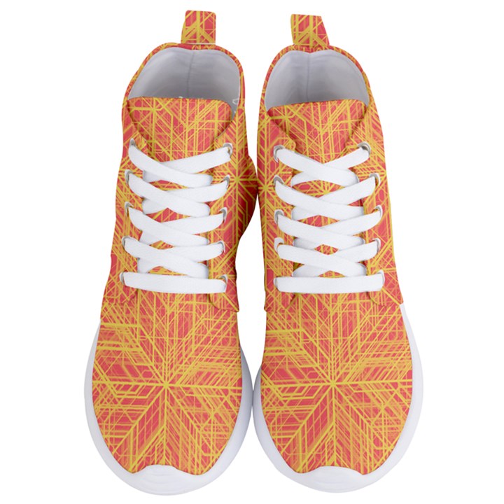 Orange/Yellow Line Pattern Women s Lightweight High Top Sneakers