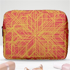 Orange/yellow Line Pattern Make Up Pouch (large) by LyleHatchDesign