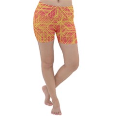 Orange/yellow Line Pattern Lightweight Velour Yoga Shorts by LyleHatchDesign