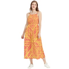 Orange/yellow Line Pattern Boho Sleeveless Summer Dress by LyleHatchDesign