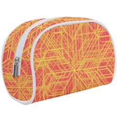 Orange/yellow Line Pattern Make Up Case (large) by LyleHatchDesign