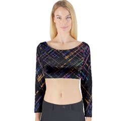 Criss-cross Pattern (multi-colored) Long Sleeve Crop Top by LyleHatchDesign