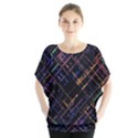 Criss-cross Pattern (multi-colored) Batwing Chiffon Blouse View1