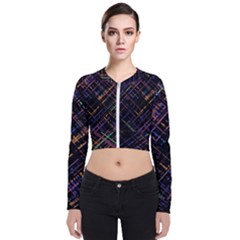 Criss-cross Pattern (multi-colored) Long Sleeve Zip Up Bomber Jacket