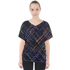 Criss-cross Pattern (multi-colored) V-neck Dolman Drape Top by LyleHatchDesign