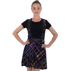 Criss-cross Pattern (multi-colored) Velvet Suspender Skater Skirt