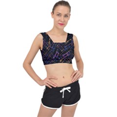 Criss-cross Pattern (multi-colored) V-back Sports Bra by LyleHatchDesign