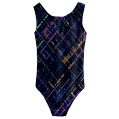 Criss-cross Pattern (multi-colored) Kids  Cut-out Back One Piece Swimsuit by LyleHatchDesign