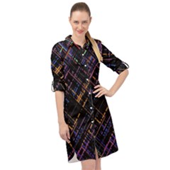 Criss-cross Pattern (multi-colored) Long Sleeve Mini Shirt Dress