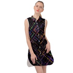 Criss-cross Pattern (multi-colored) Sleeveless Shirt Dress