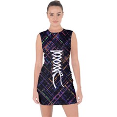 Criss-cross Pattern (multi-colored) Lace Up Front Bodycon Dress by LyleHatchDesign