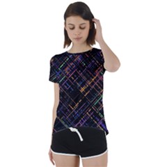 Criss-cross Pattern (multi-colored) Short Sleeve Foldover Tee