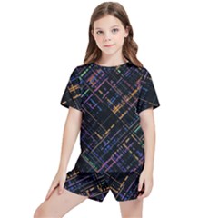 Criss-cross Pattern (multi-colored) Kids  Tee And Sports Shorts Set by LyleHatchDesign