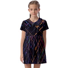 Criss-cross Pattern (multi-colored) Kids  Asymmetric Collar Dress