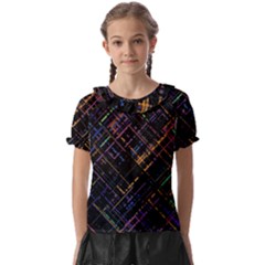 Criss-cross Pattern (multi-colored) Kids  Frill Chiffon Blouse