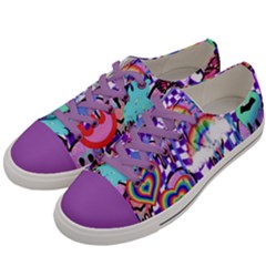 Purple Checkered Splat Women s Low Top Canvas Sneakers