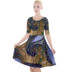 Ancient Seas Quarter Sleeve A-line Dress by LW323