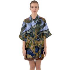 Ancient Seas Half Sleeve Satin Kimono  by LW323