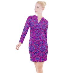 Passion Flower Button Long Sleeve Dress by LW323