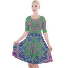 Bliss Flower Quarter Sleeve A-line Dress by LW323