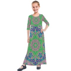 Bliss Flower Kids  Quarter Sleeve Maxi Dress by LW323