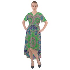 Bliss Flower Front Wrap High Low Dress by LW323