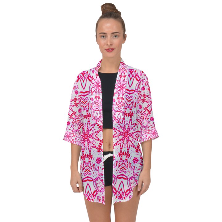 Rose Blush Open Front Chiffon Kimono