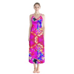 Pink Beauty Button Up Chiffon Maxi Dress by LW323