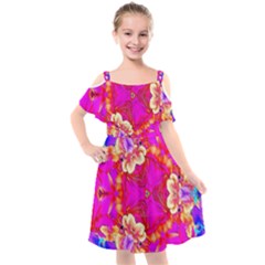 Pink Beauty Kids  Cut Out Shoulders Chiffon Dress by LW323