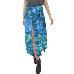 Deep Blues Velour Split Maxi Skirt by AlkaravanCreations