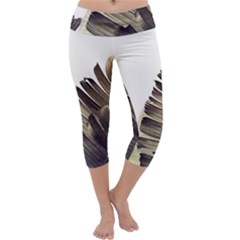 Vintage Banana Leaves Capri Yoga Leggings by goljakoff