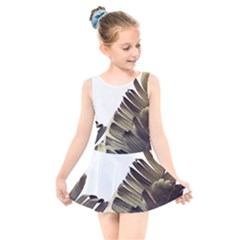 Vintage Banana Leaves Kids  Skater Dress Swimsuit by goljakoff