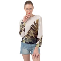 Vintage Banana Leaves Banded Bottom Chiffon Top by goljakoff