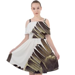 Vintage Banana Leaves Cut Out Shoulders Chiffon Dress by goljakoff