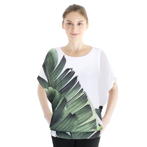 Banana Leaves Batwing Chiffon Blouse by goljakoff