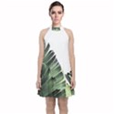 Banana leaves Velvet Halter Neckline Dress  View1