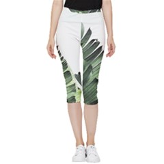 Banana Leaves Inside Out Lightweight Velour Capri Leggings  by goljakoff