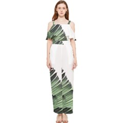 Banana Leaves Draped Sleeveless Chiffon Jumpsuit by goljakoff