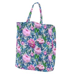 Pink Peonies Watercolor Giant Grocery Tote by SychEva