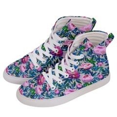 Pink Peonies Watercolor Men s Hi-top Skate Sneakers by SychEva