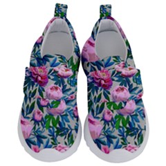 Pink Peonies Watercolor Kids  Velcro No Lace Shoes by SychEva