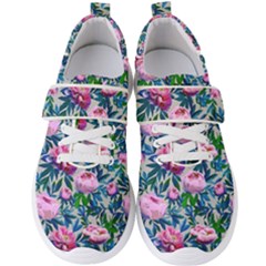 Pink Peonies Watercolor Men s Velcro Strap Shoes by SychEva