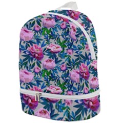 Pink Peonies Watercolor Zip Bottom Backpack by SychEva