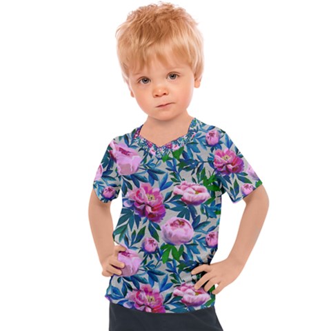 Pink Peonies Watercolor Kids  Sports Tee by SychEva