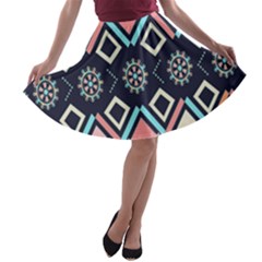 Gypsy-pattern A-line Skater Skirt by PollyParadise