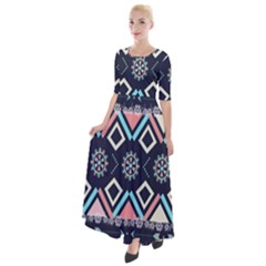 Gypsy-pattern Half Sleeves Maxi Dress